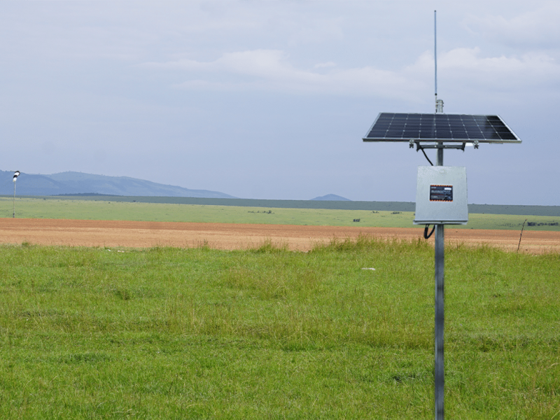 Photo of SkyNet Aviation solar-powered ADS-B receiver in a remote location, showing its self-sufficient design.